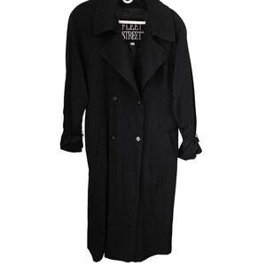 Fleet Street Women Black‎ Double Breasted Trench Coat Size 12 oversized